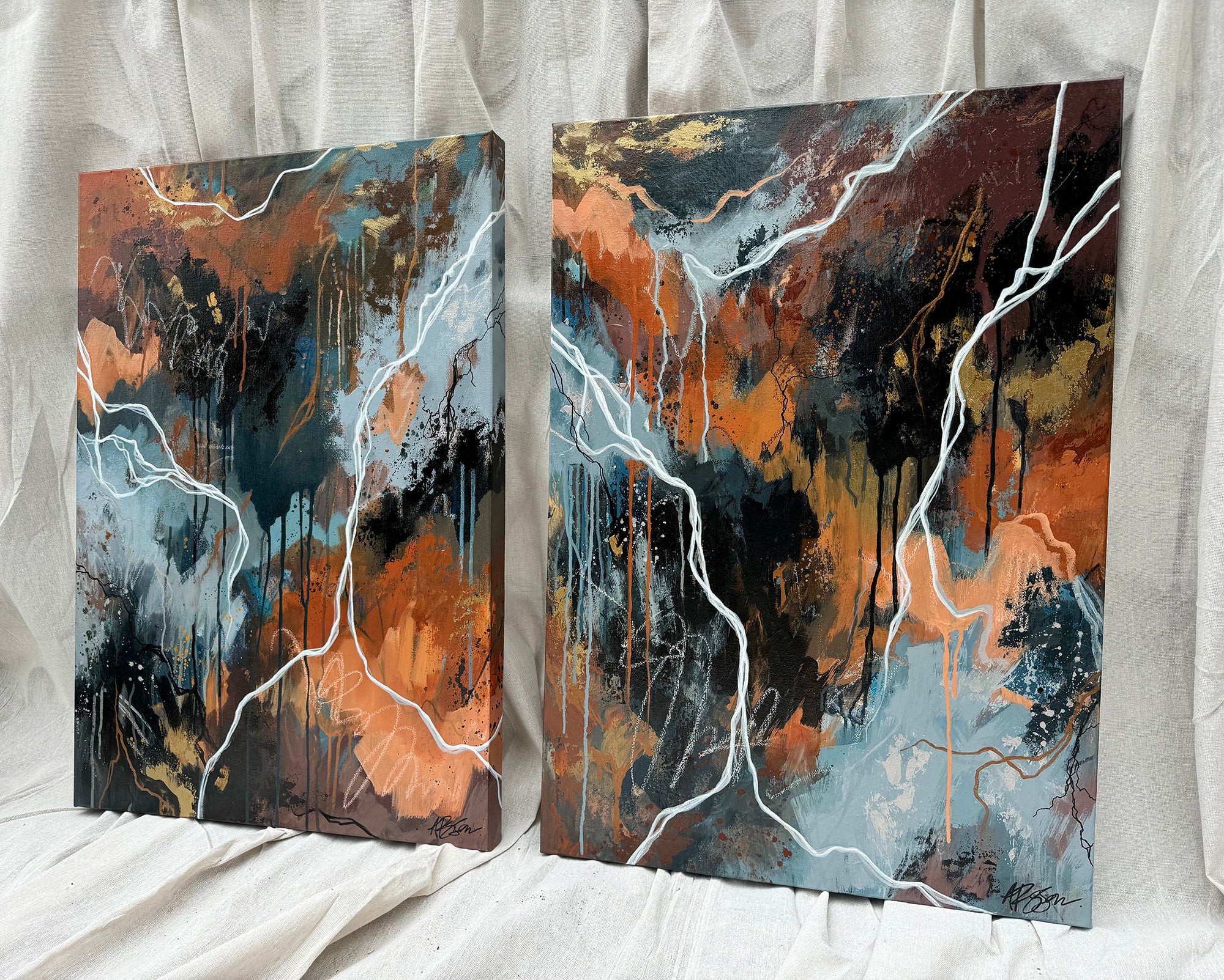 Azure Falls Original Diptych
