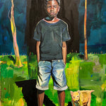 Black Boy With Beast Dog