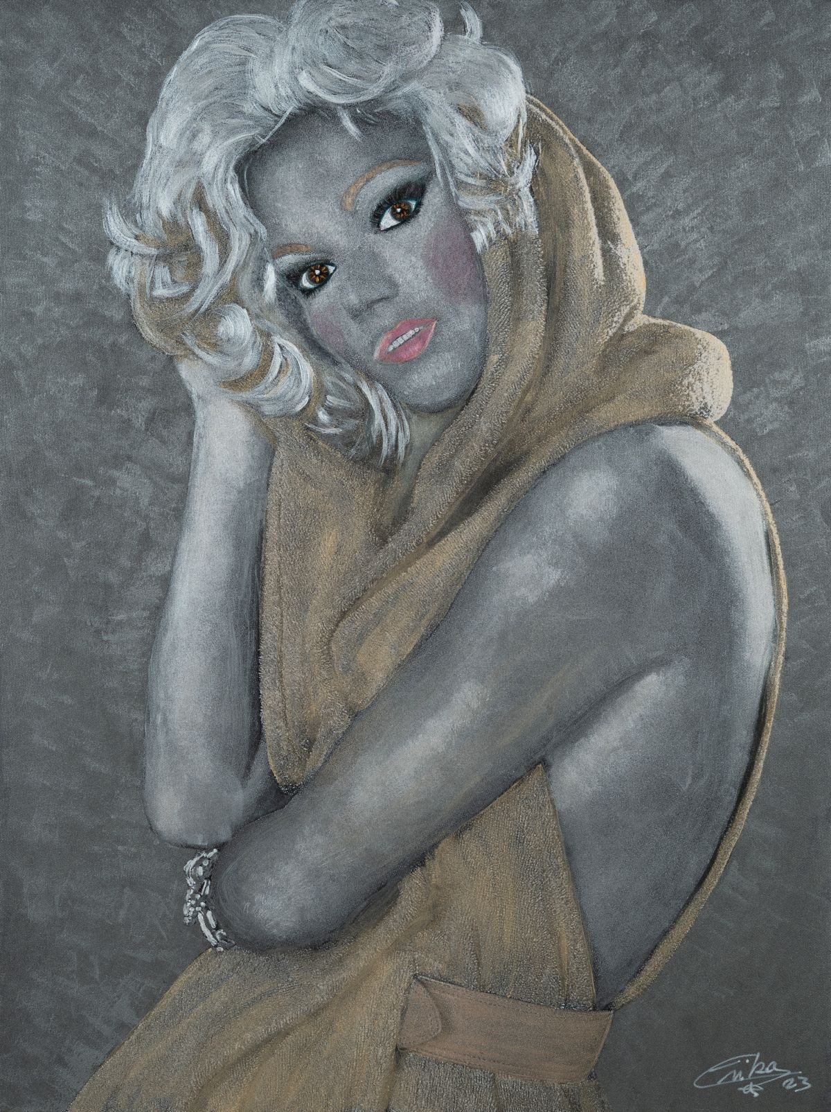 Brigitte Lahaie foulard metalised