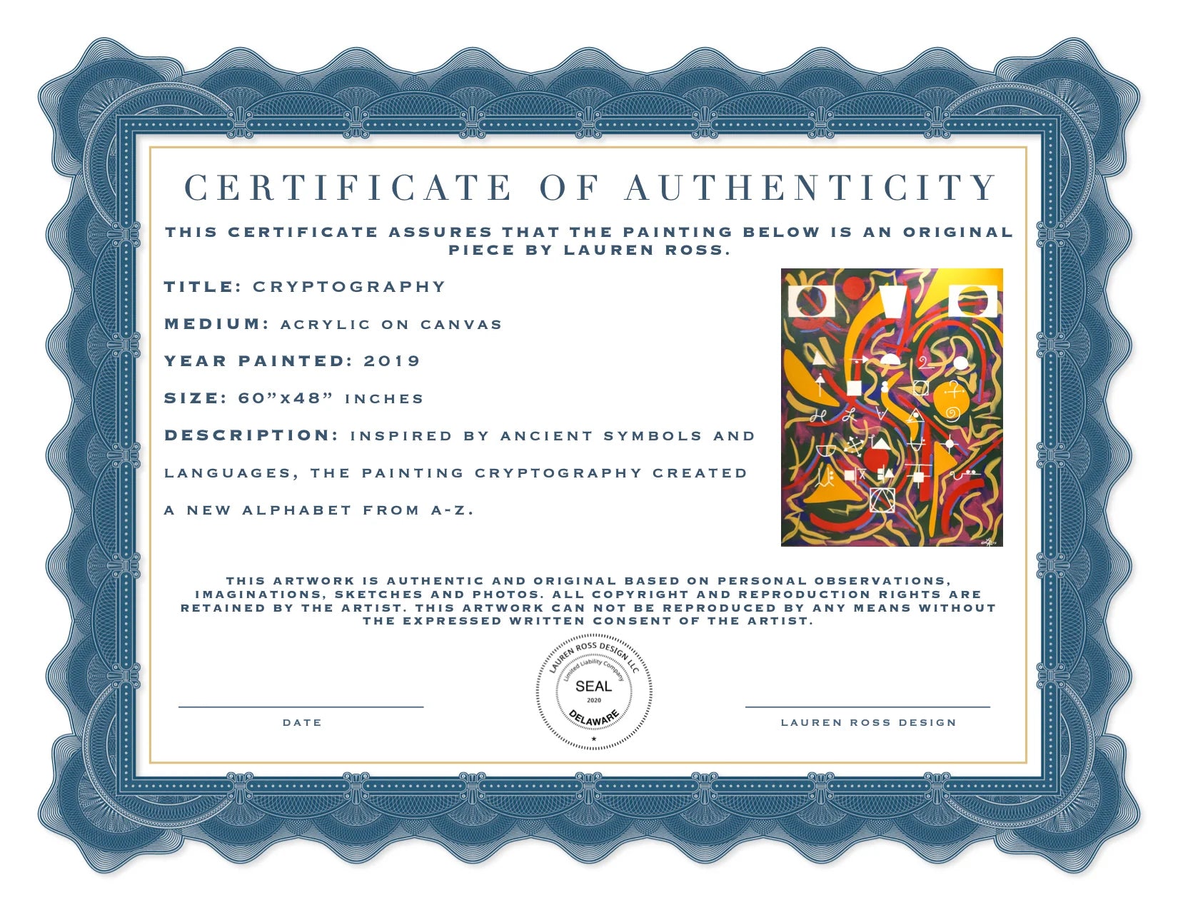 Certificate of Authenticity – FASTFRAME Fine Art