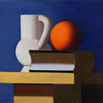 Still Life with White Jar, Orange and Book