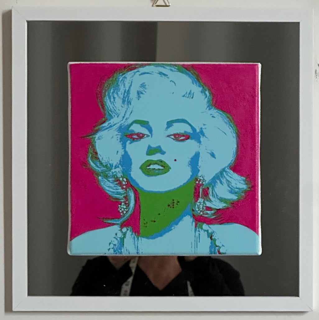 The first in a series of portraits (20x20cm) of Marilyn Monroe on a mirror