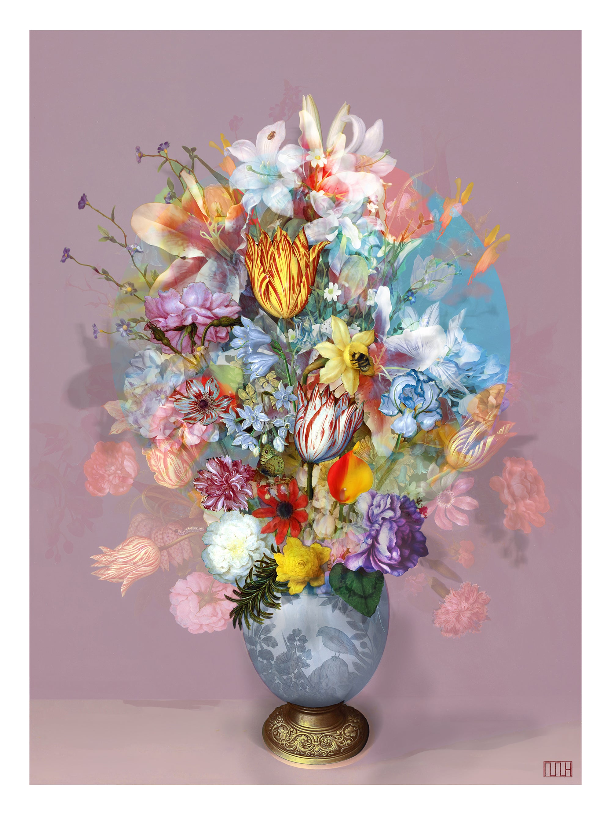 Pink Still Life Under The Blue Sky