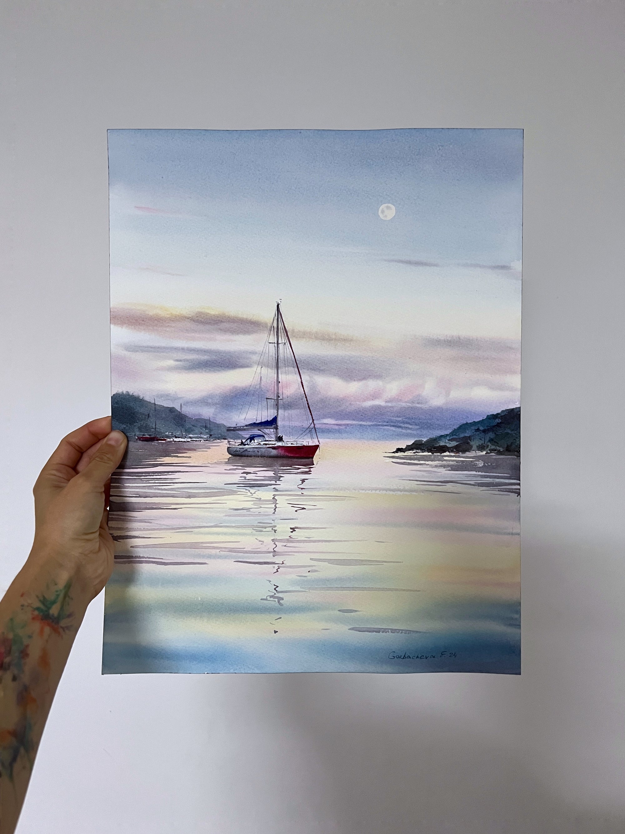 Yacht and Pink Dawn