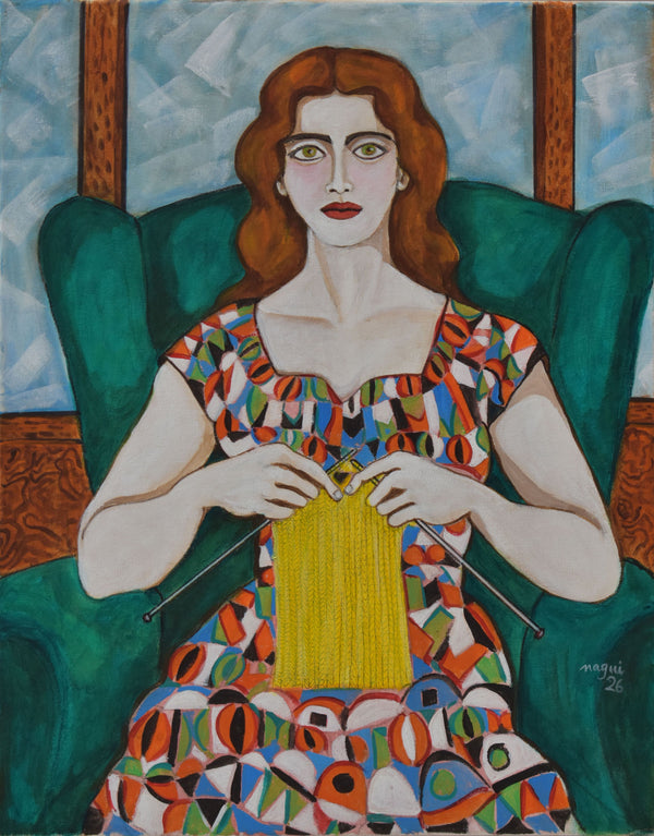 Young Woman Knitting