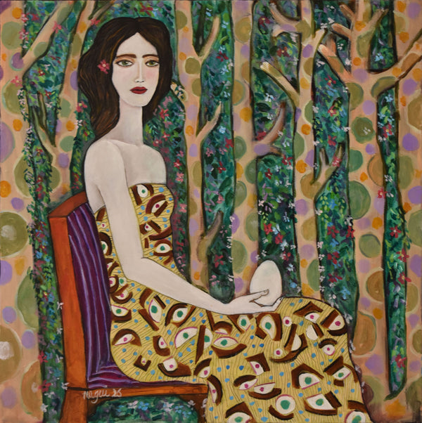 Woman In A Garden With Egg