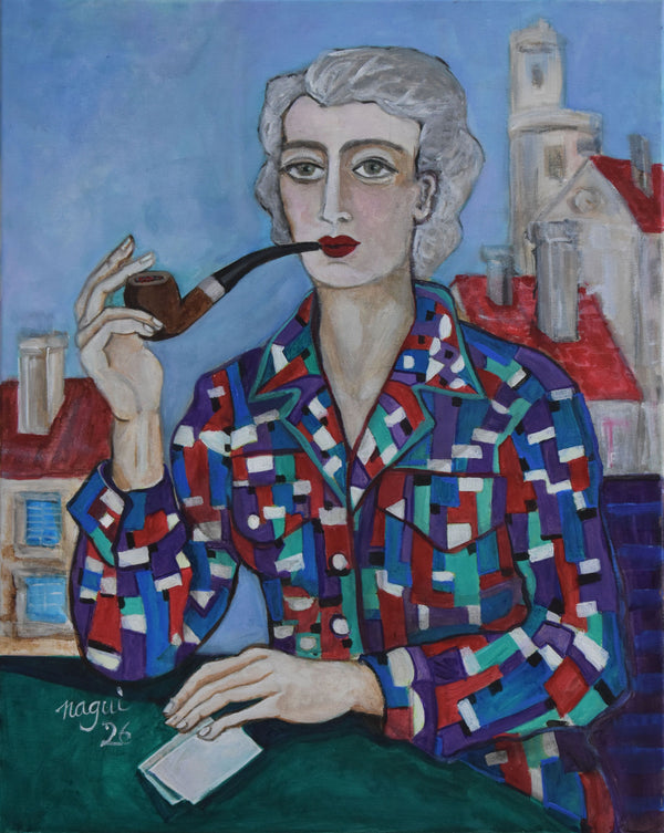 Woman Smoking A Pipe In The Cafe