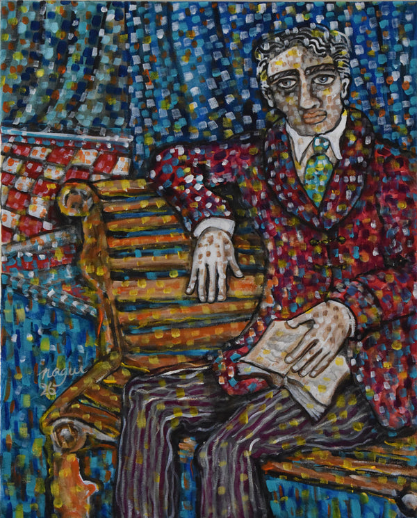 Man with Book on a Park Bench